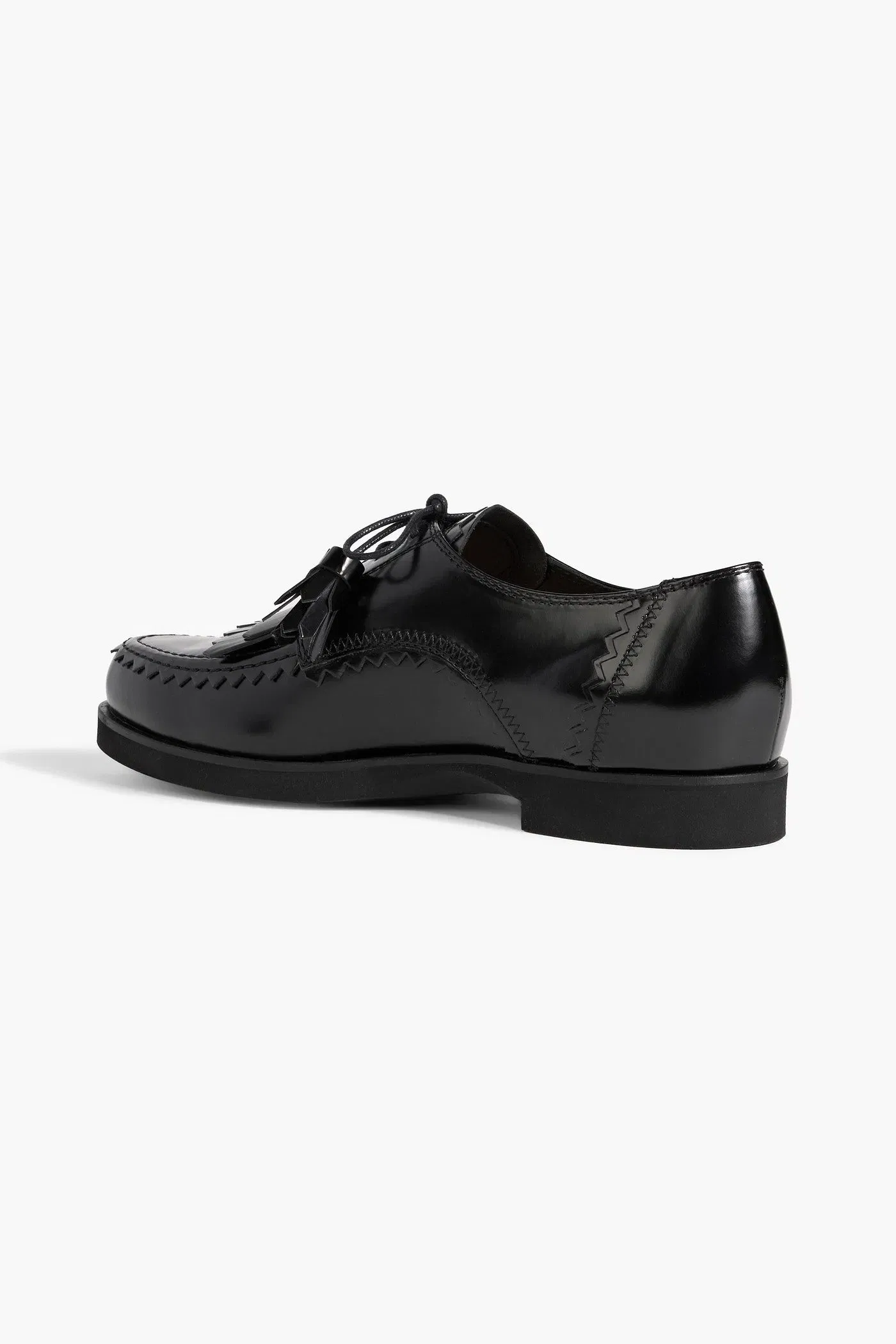 Tod's Fringed Glossed-Leather Brogues Black Women's