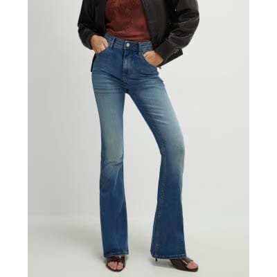 Blue Washed Sculpt Flare Jeans