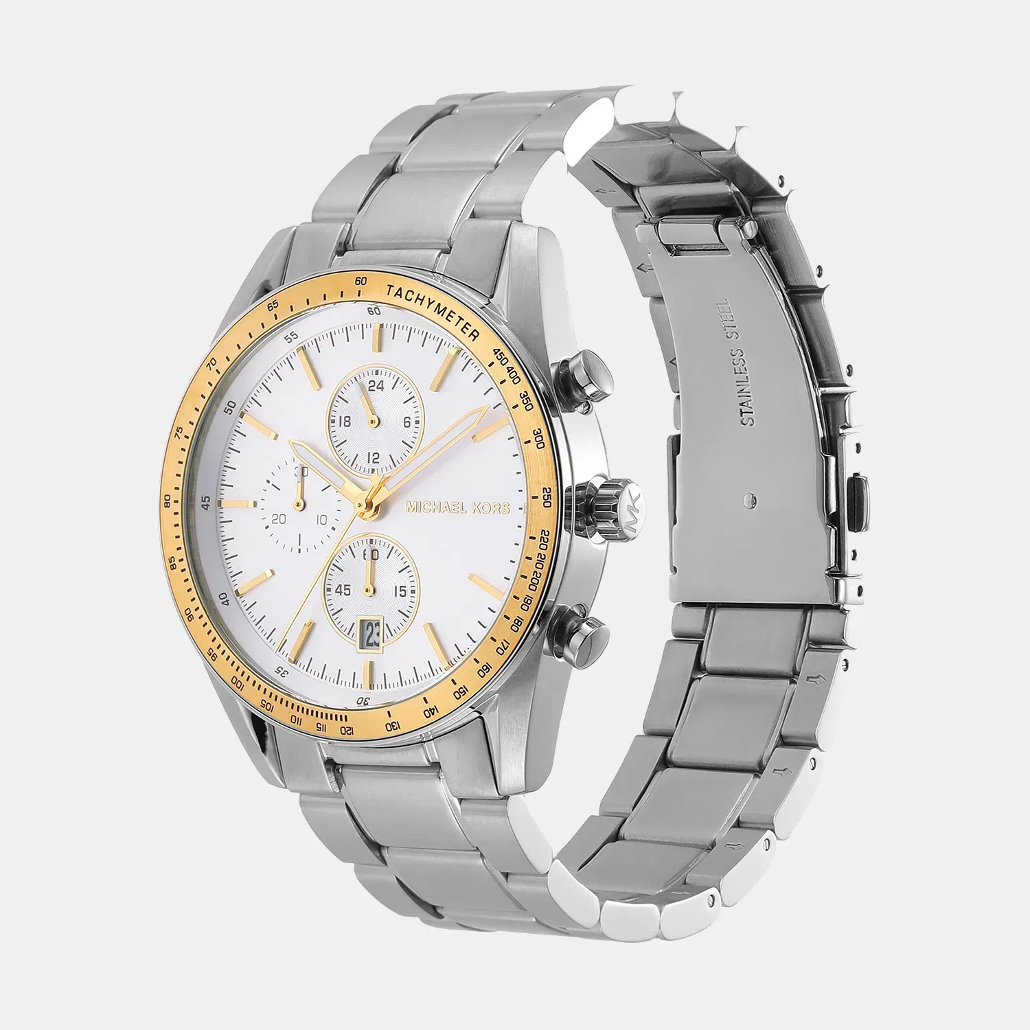 Michael Kors Warren Men Quartz White Dial Chronograph Stainless Steel Watch Mk9112