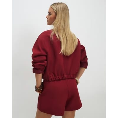 Petite Red Belted Shorts