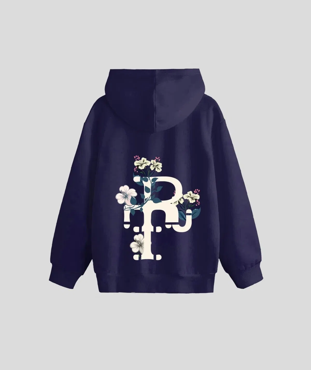 Navy Blue Embroidery Hoodie