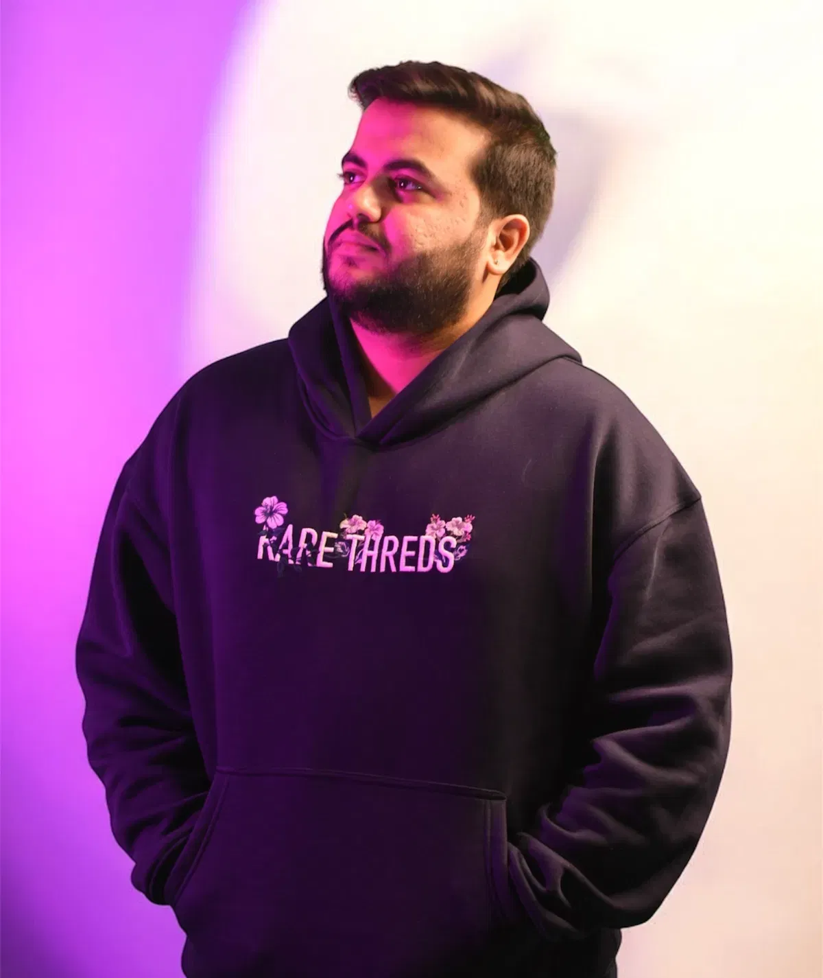 Navy Blue Embroidery Hoodie