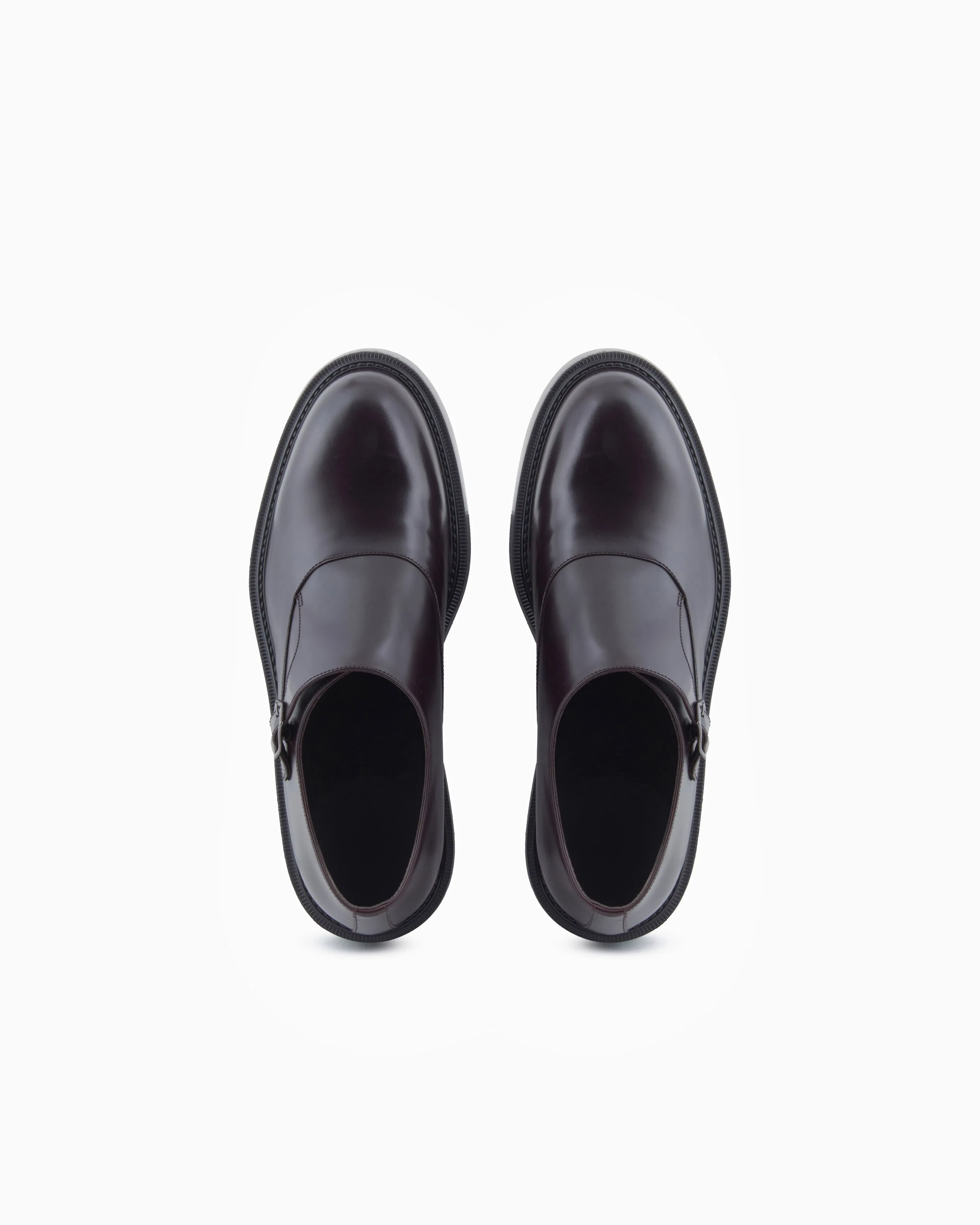Emporio Armani Brushed Leather Monkstraps Brown
