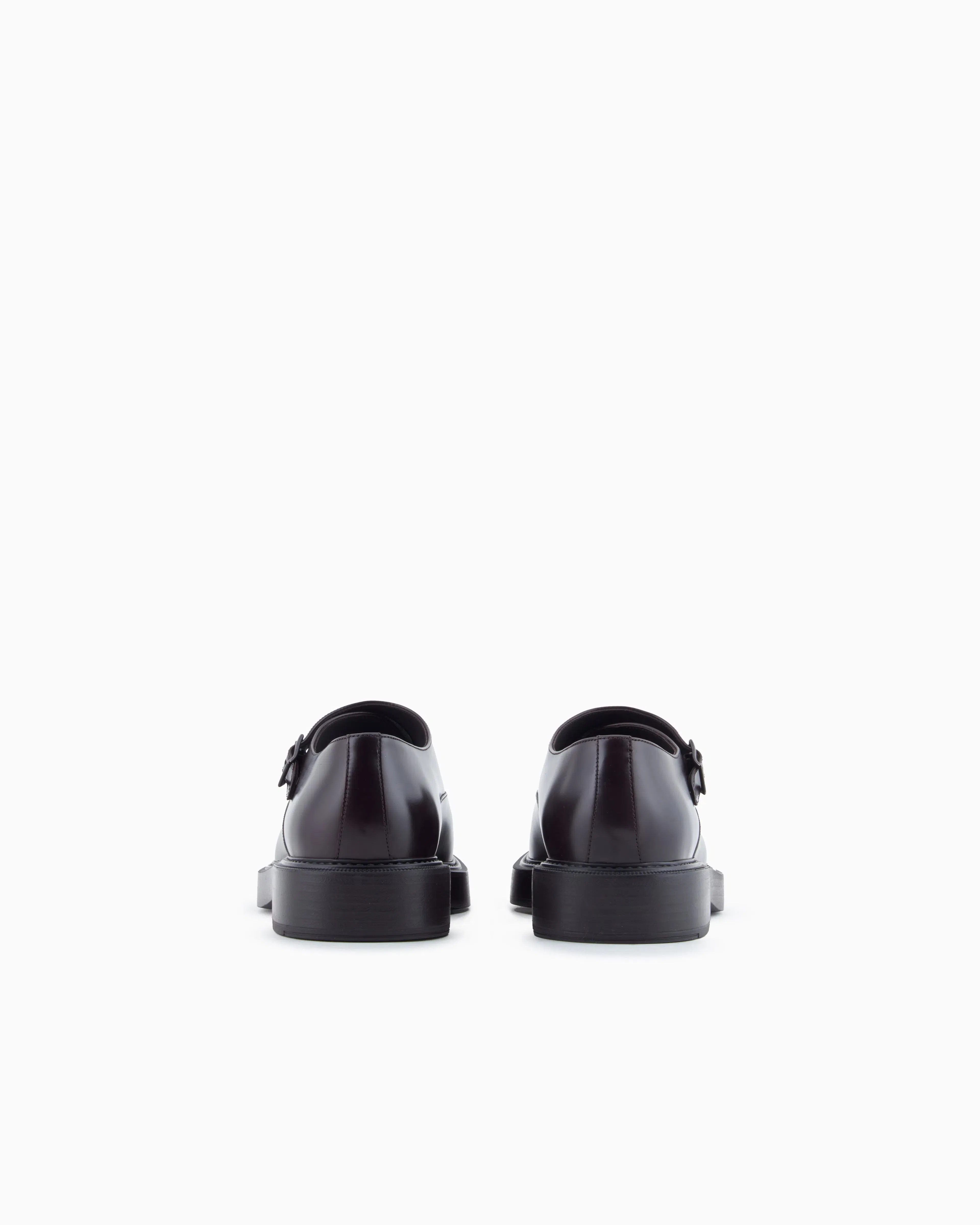 Emporio Armani Brushed Leather Monkstraps Brown