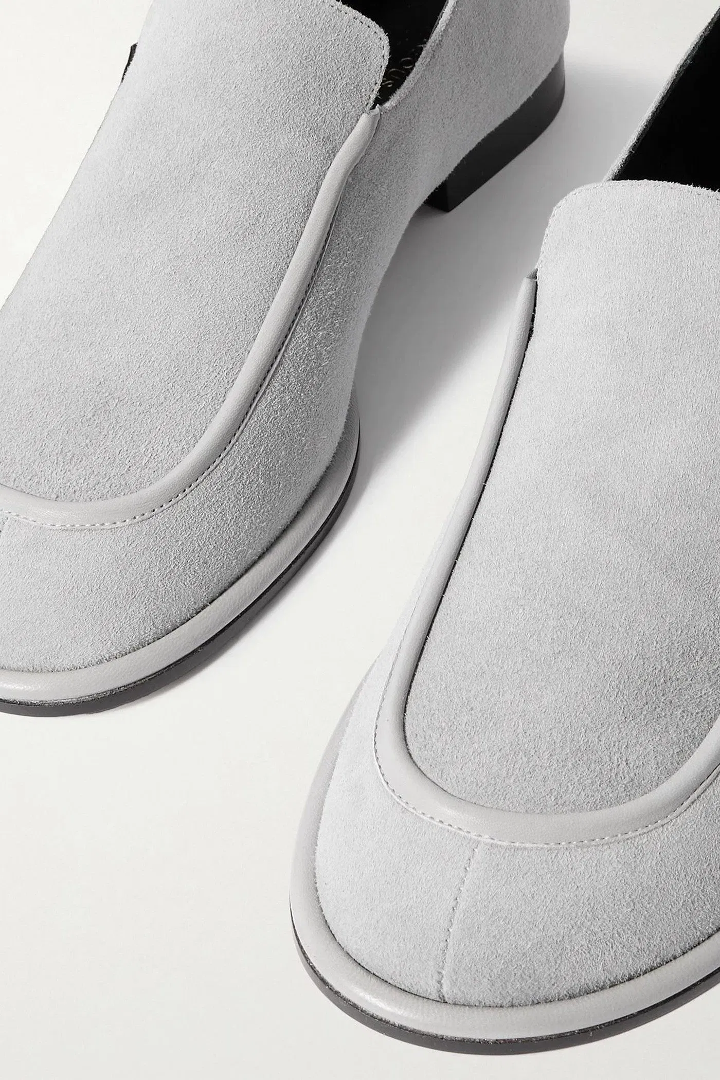 Neous Polaris Leather-Trimmed Suede Loafers Gray Women's