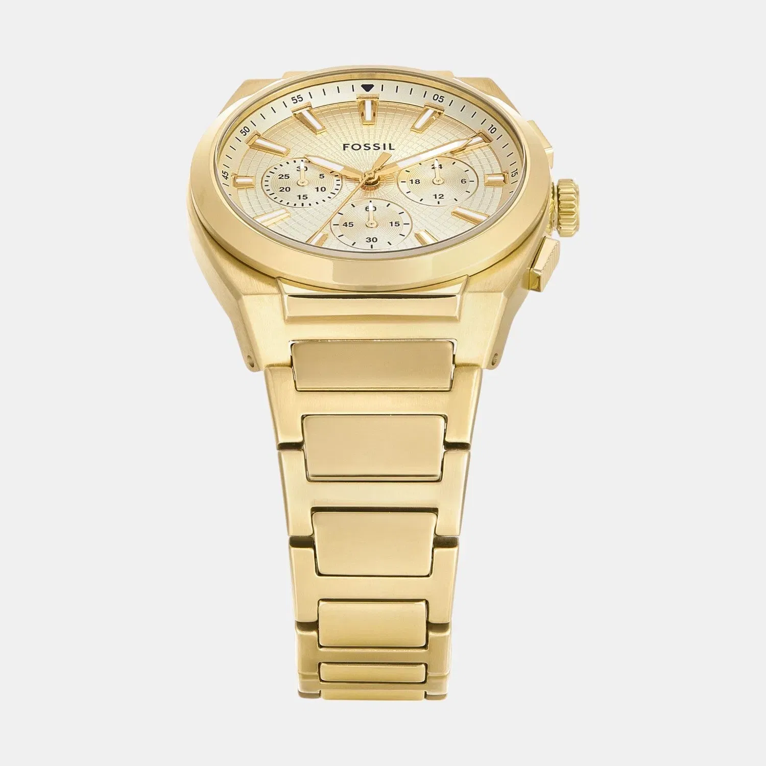 Fossil Men Quartz Gold Dial Chronograph Stainless Steel Watch Fs6119