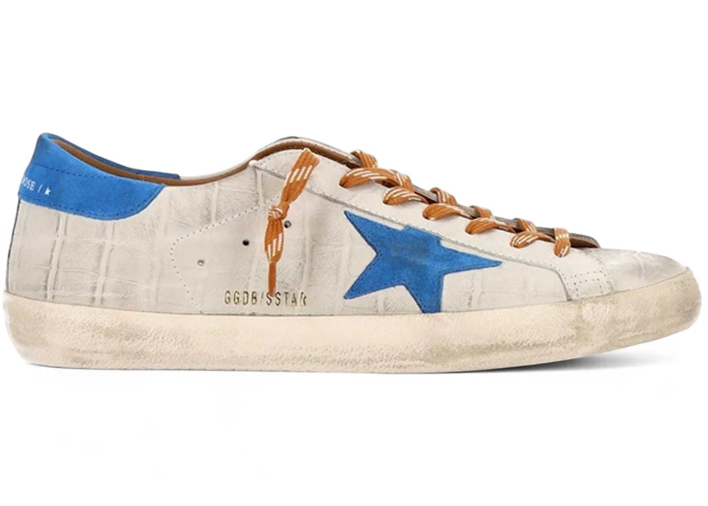 Golden Goose Super-Star Croc-Print White Blue