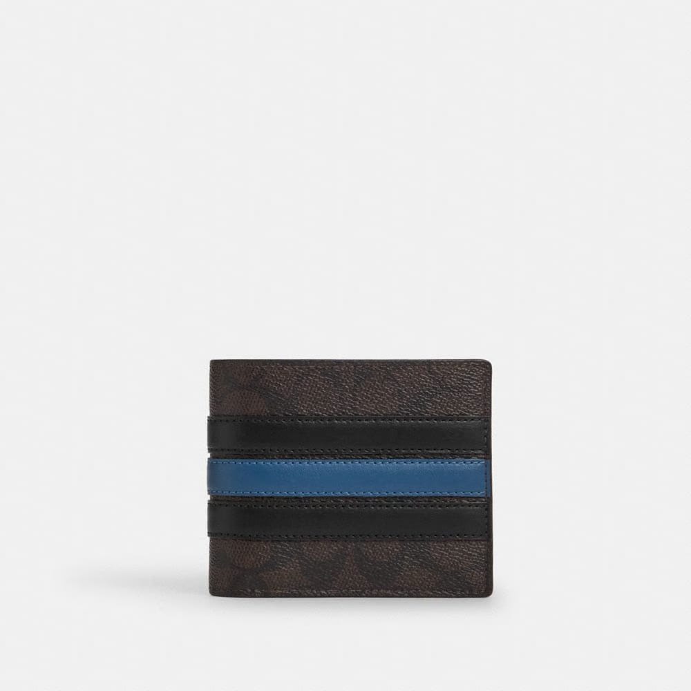 Coach 3 In 1 Wallet In Signature Canvas With Varsity Stripe Walnut Multi