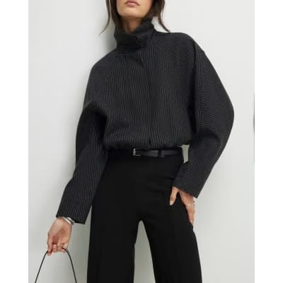 Black Belted Cropped Wide Leg Trousers