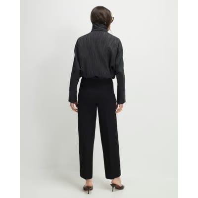 Black Belted Cropped Wide Leg Trousers