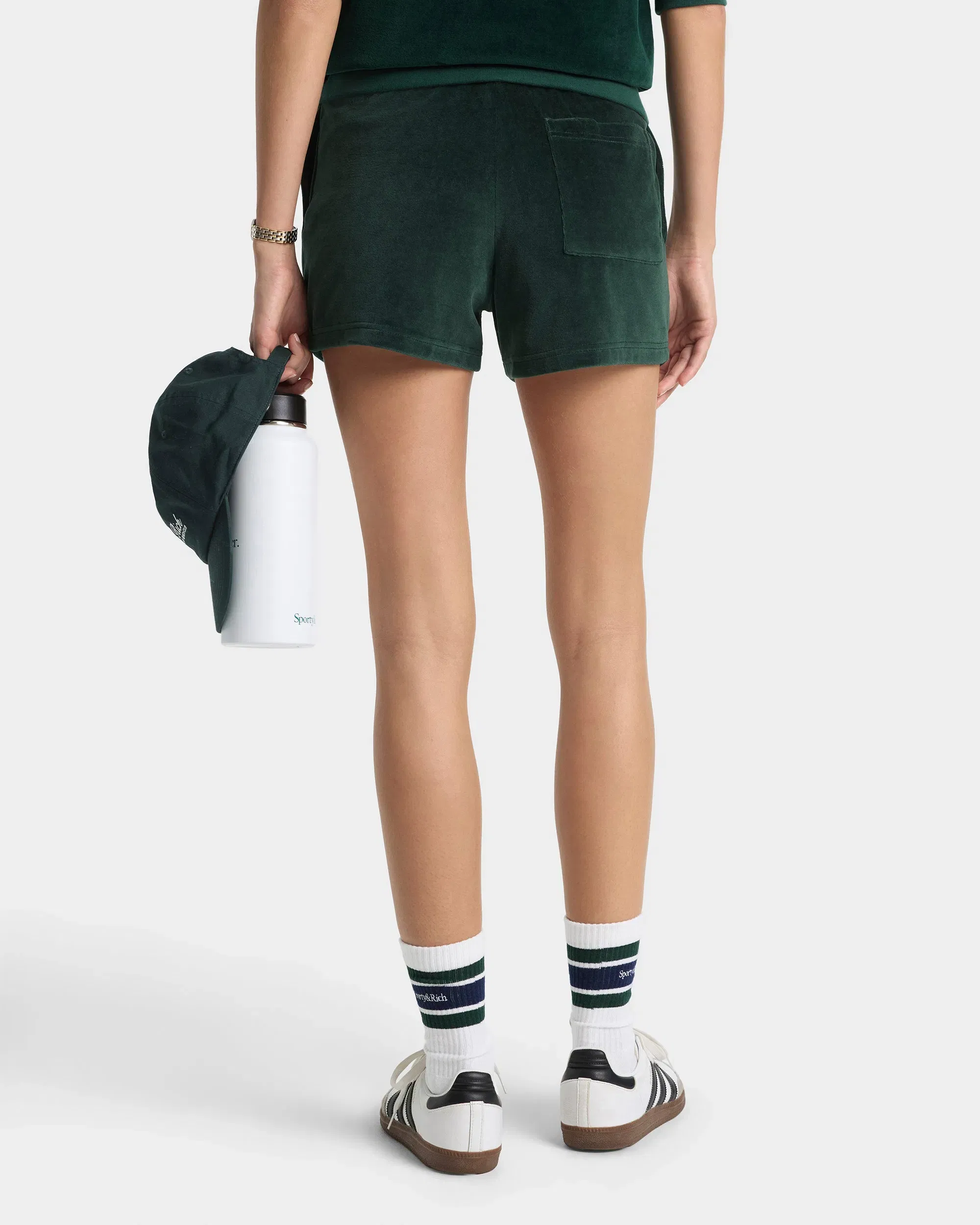Crown Tennis Velour Short - Forest/Ecru