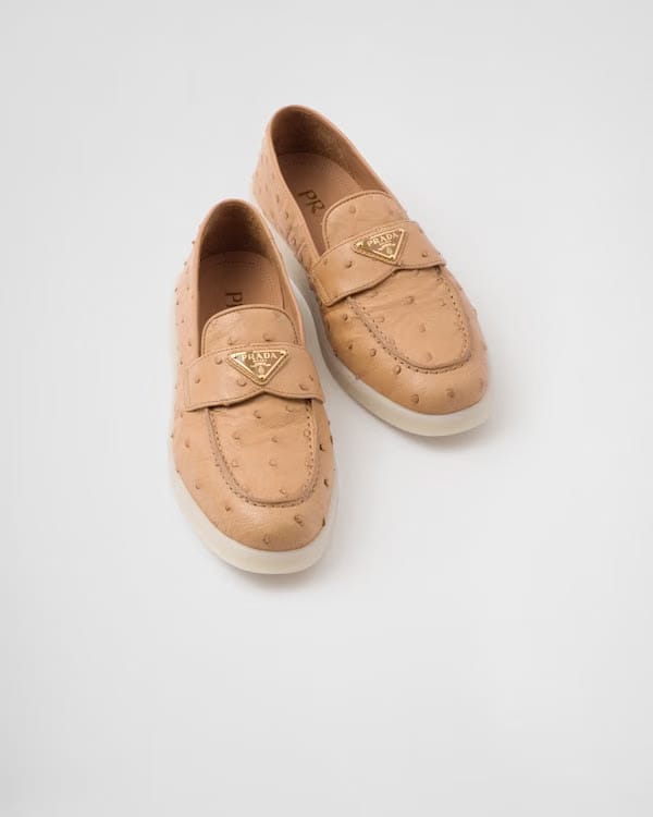 Natural Ostrich leather loafers