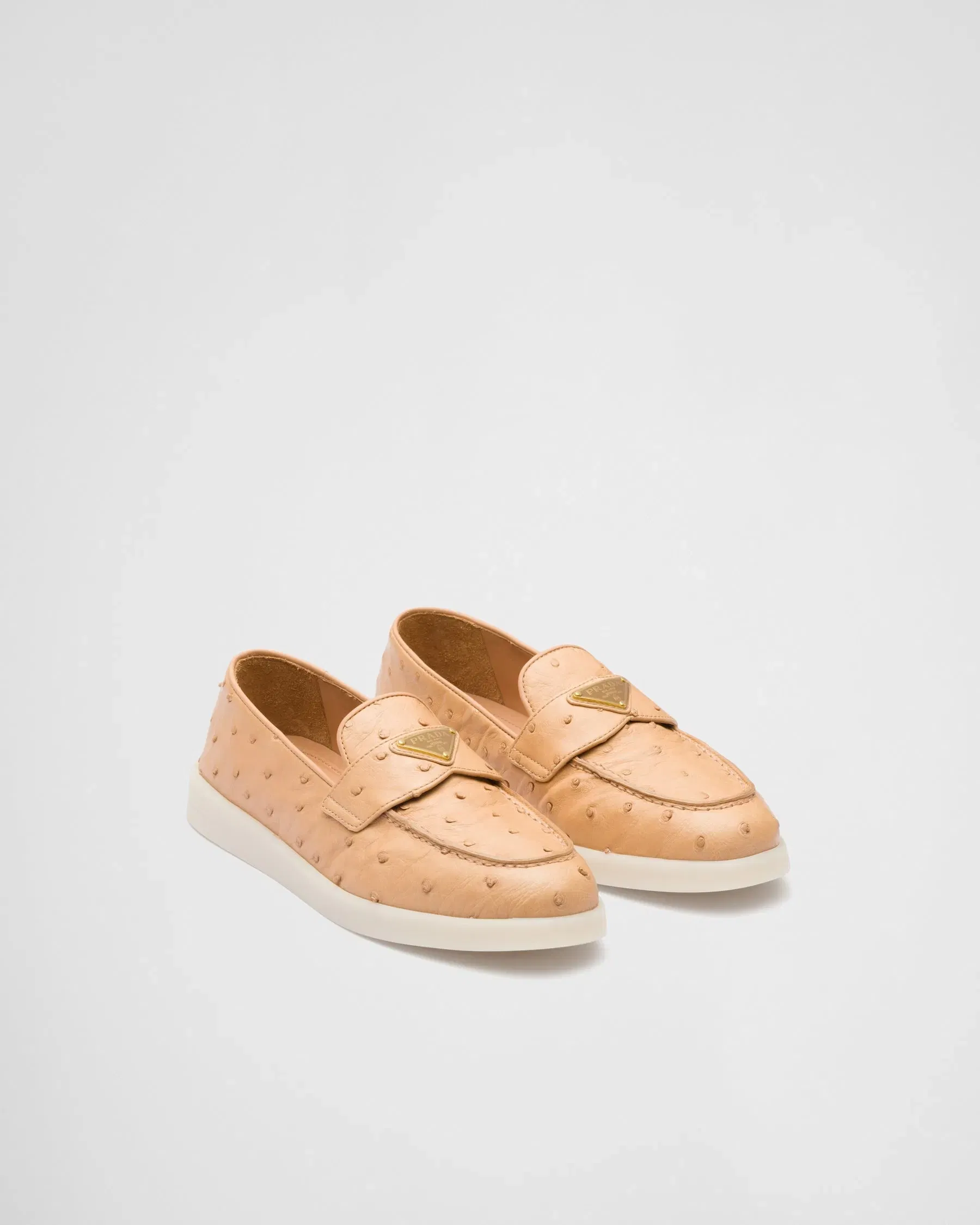 Natural Ostrich leather loafers