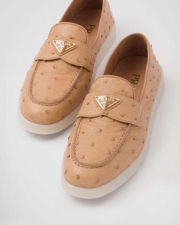 Natural Ostrich leather loafers