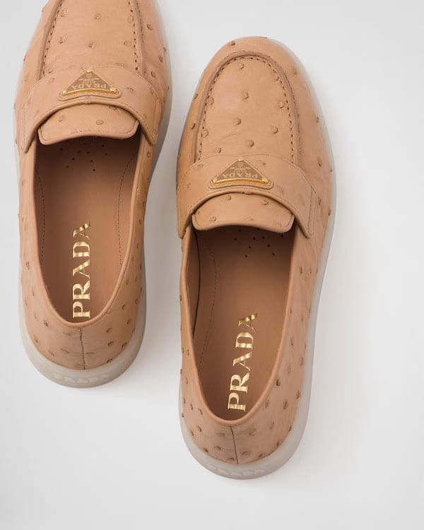 Natural Ostrich leather loafers