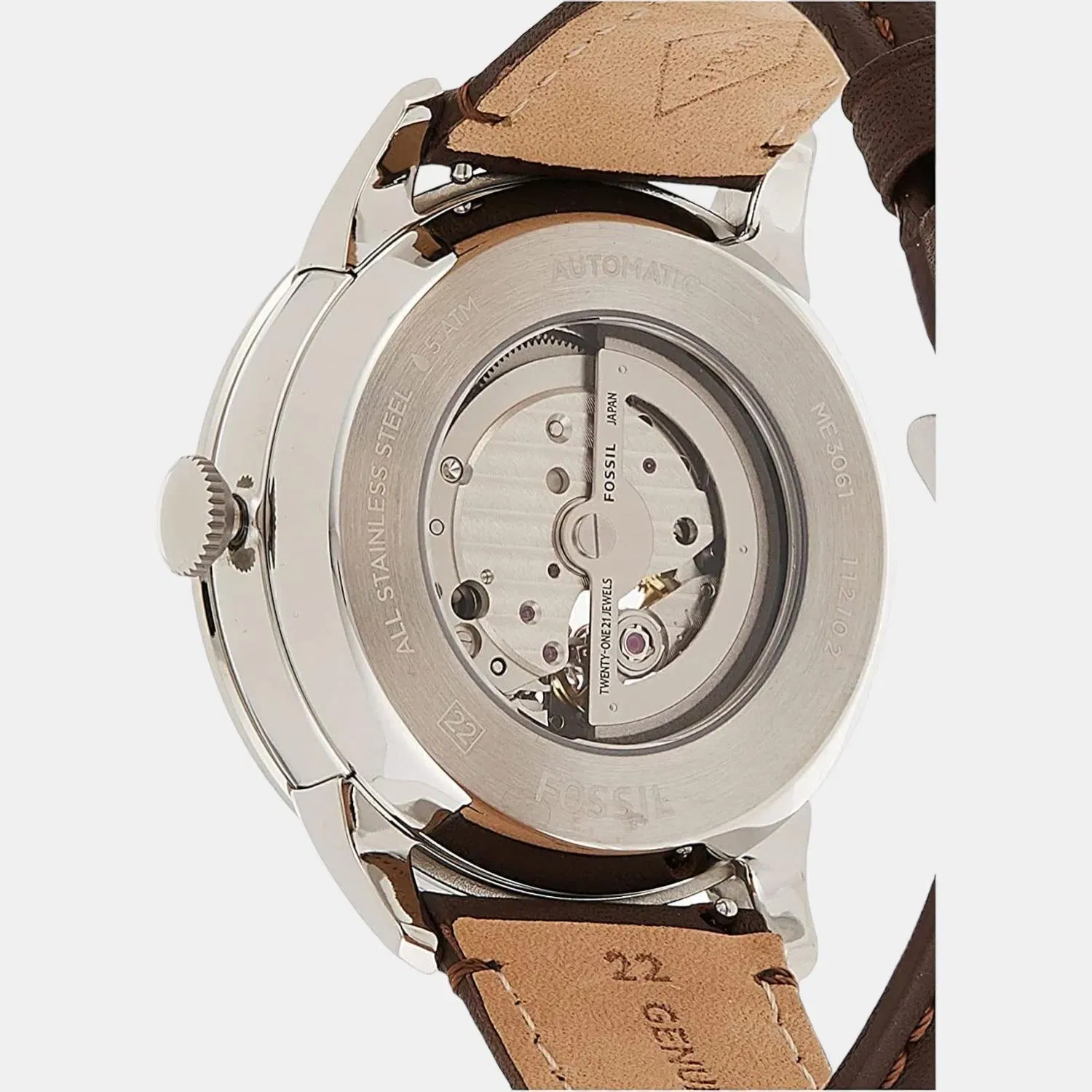 Fossil Towns Men Automatic Black Dial Multi-Function Leather Watch Me3061
