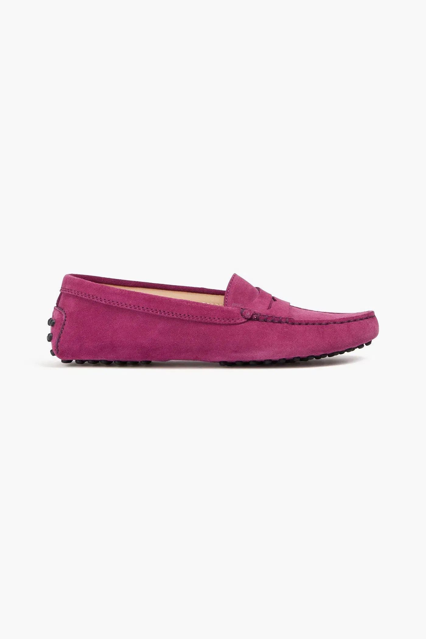 Tod's Heaven Lacetto Suede Loafers Magenta Women's