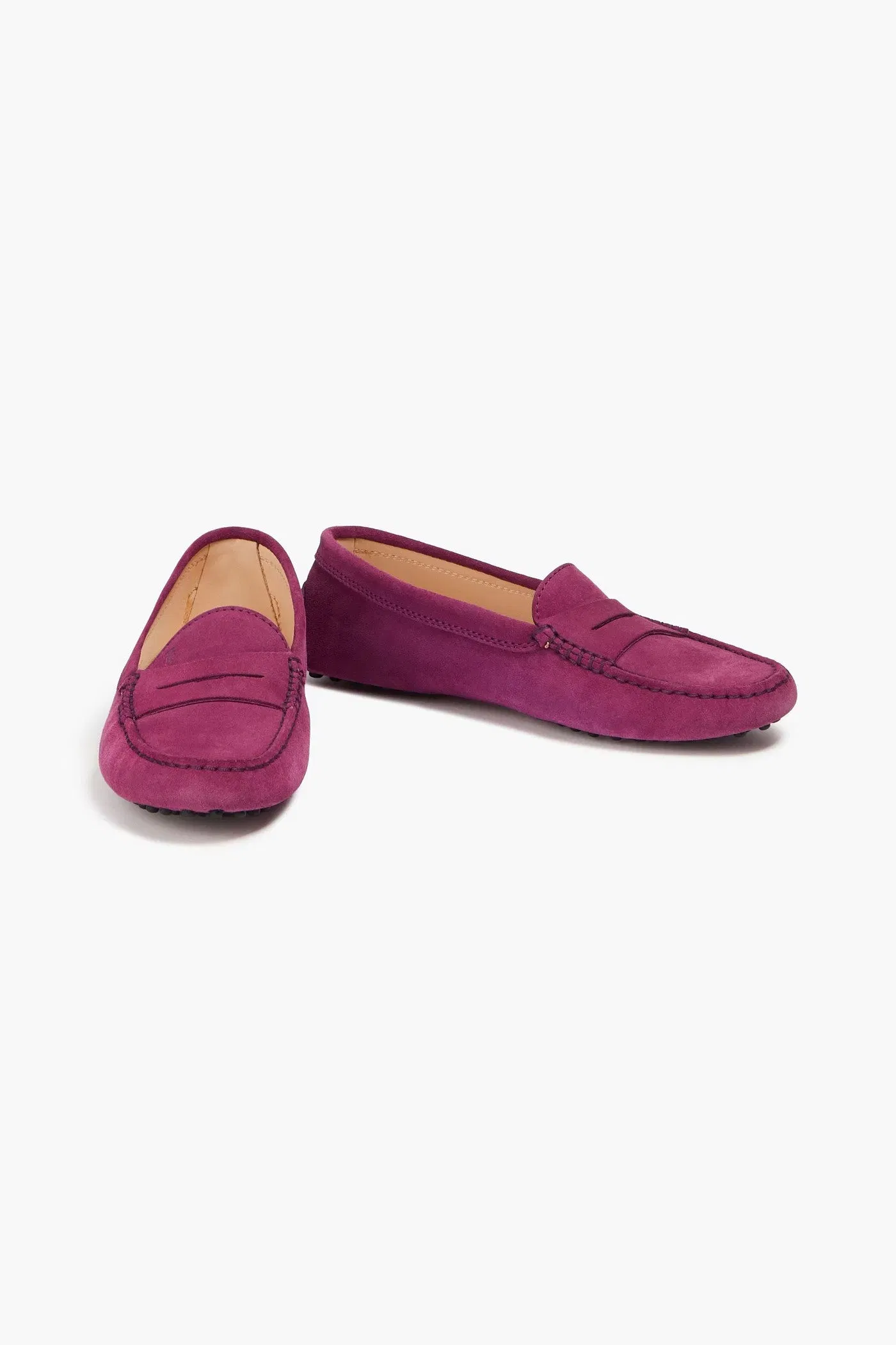 Tod's Heaven Lacetto Suede Loafers Magenta Women's
