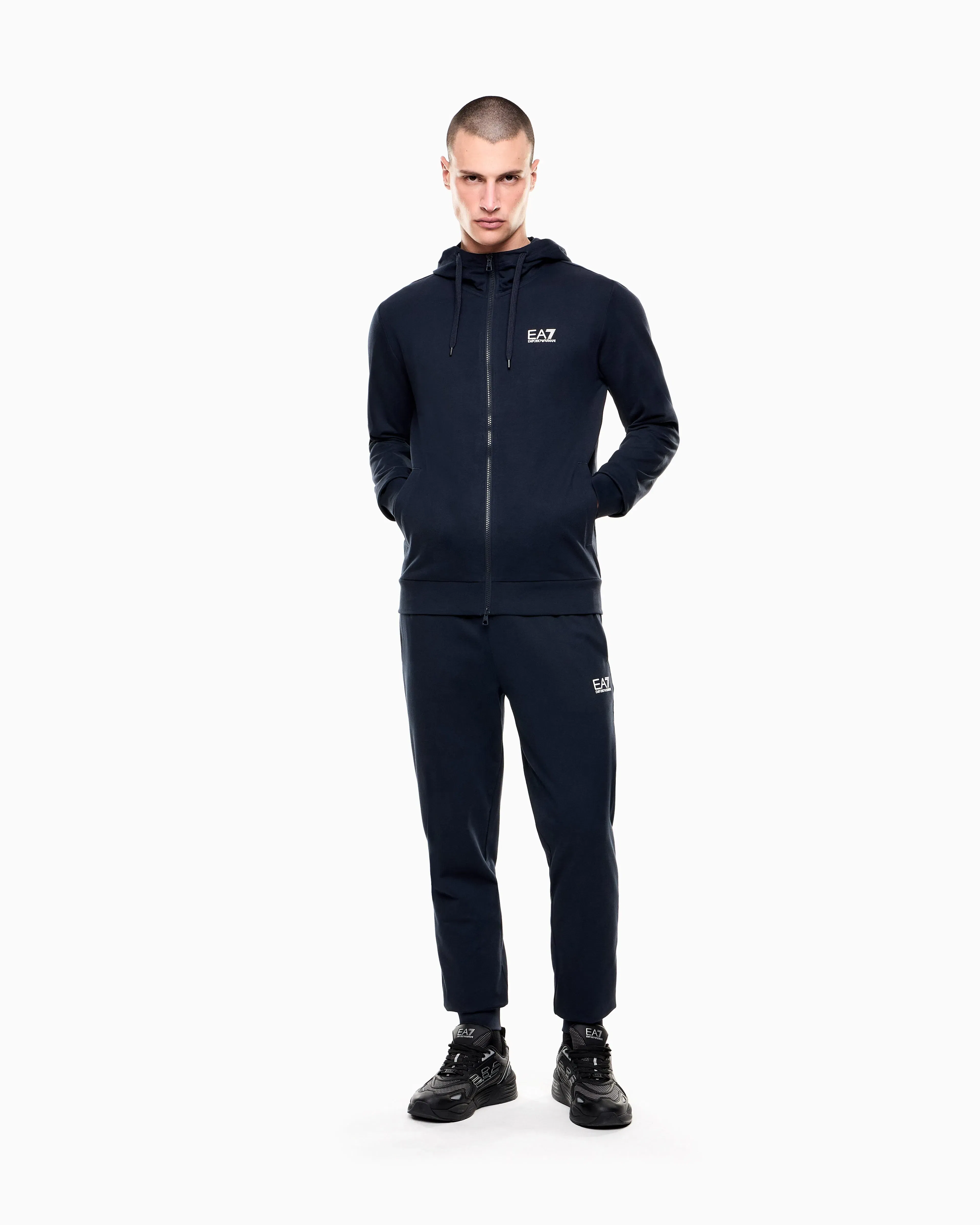 EA7 Cotton two-piece suit with a zip hoodie Core Identity