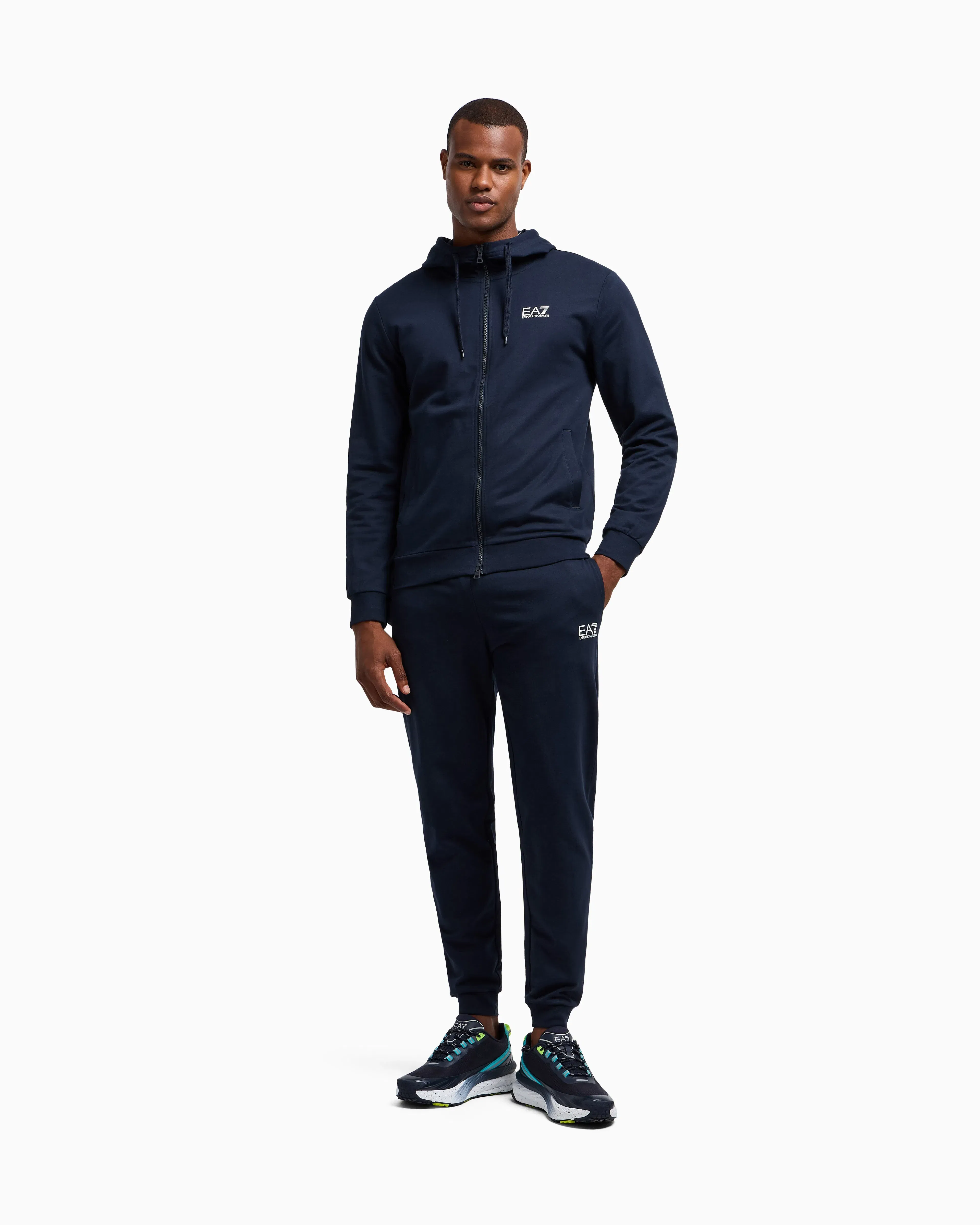 EA7 Cotton two-piece suit with a zip hoodie Core Identity