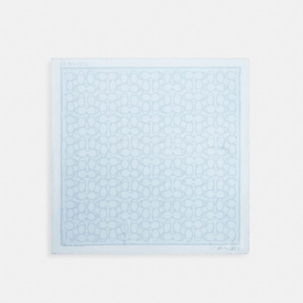 Coach Jumbo Signature Silk Square Scarf Light Blue