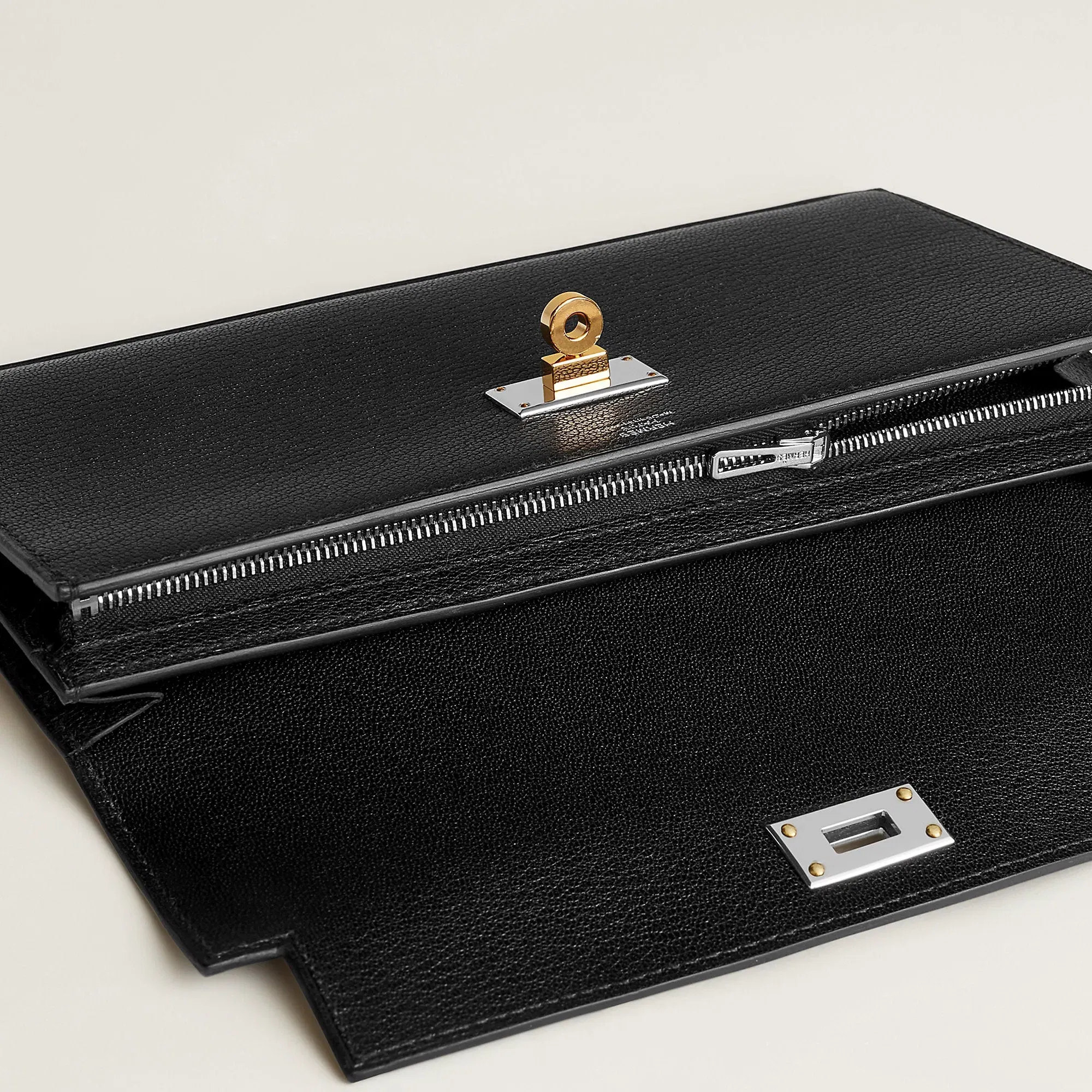 Hermes Kelly Pocket Long Electrum Wallet Toupe