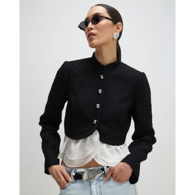 Black Frill Hem Trophy Jacket