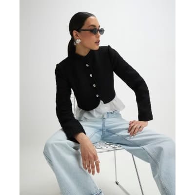 Black Frill Hem Trophy Jacket