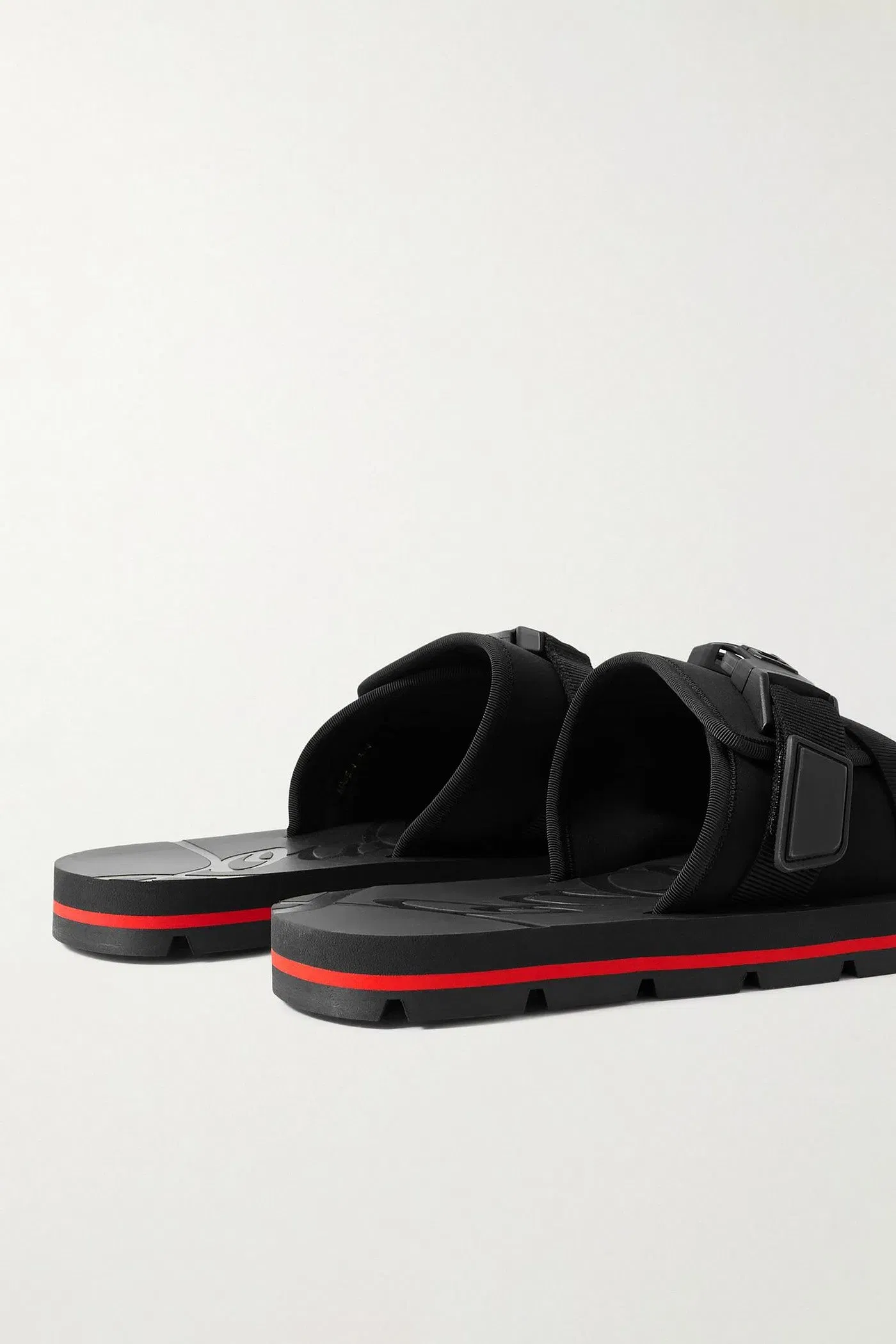 Christian Louboutin Siwa Buckled Grosgrain-Trimmed Neoprene Slides Black