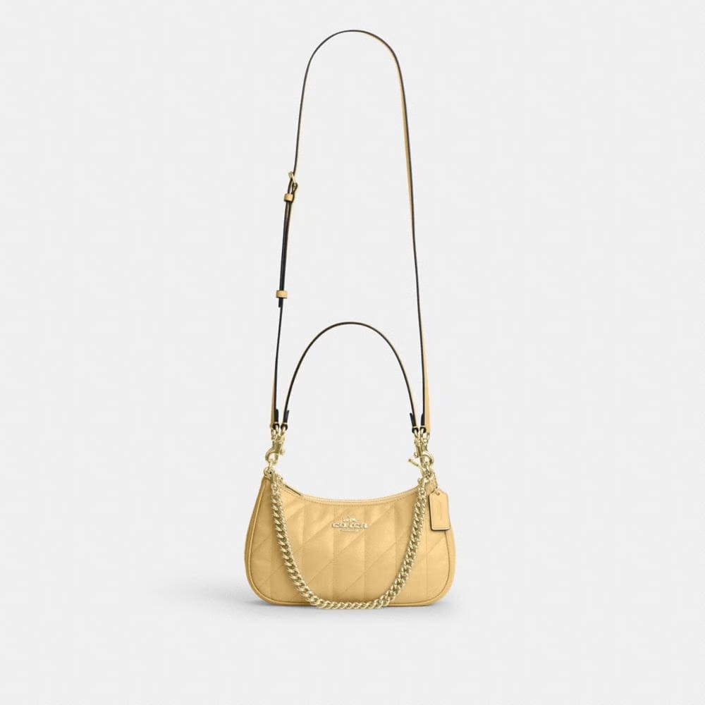 Coach Teri Shoulder Bag With Quilting Gold Soft Yellow