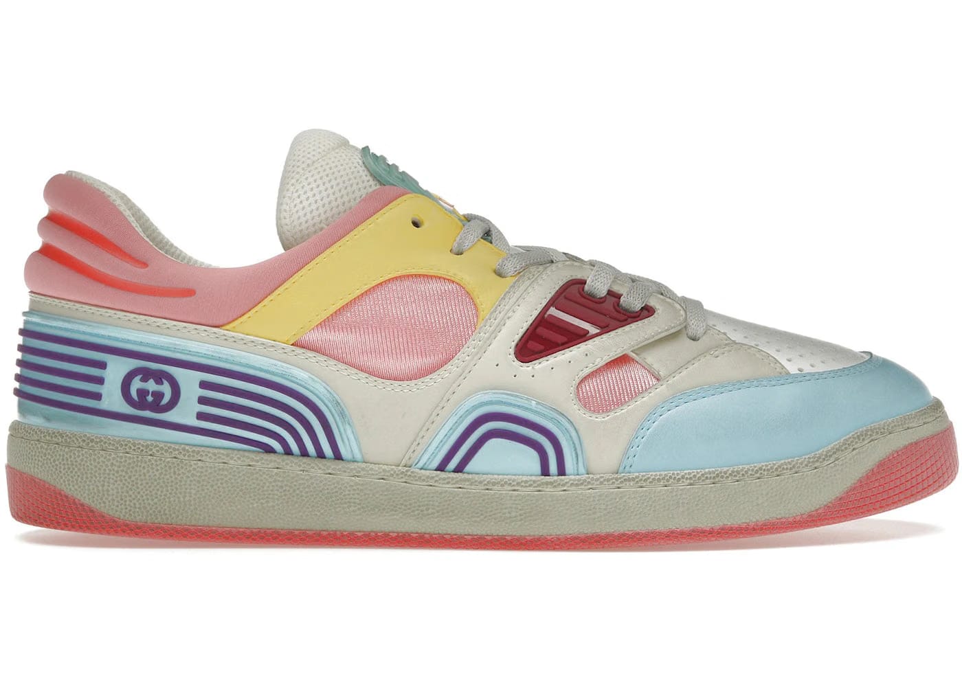 Gucci Basket Low-Top Sneaker Light Blue Demetra Pink Womens