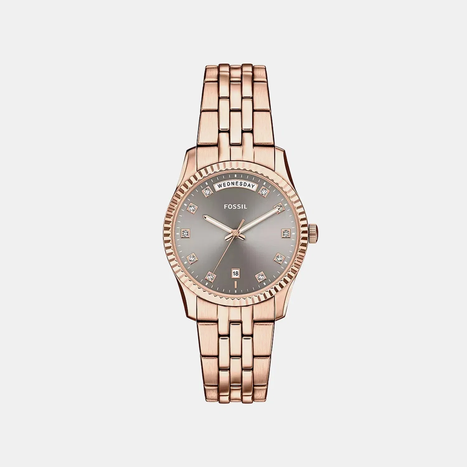 Fossil Scarlette Women Quartz Grey Dial Analog Stainless Steel Watch Es5459