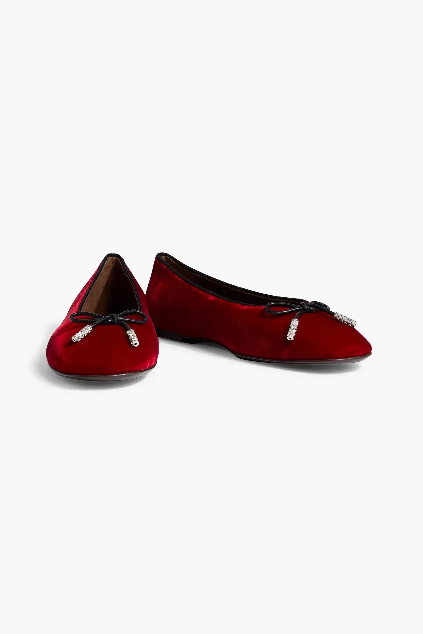 Giuseppe Zanotti Veronica 5 Bow-Detailed Velvet Ballet Flats Crimson Women's