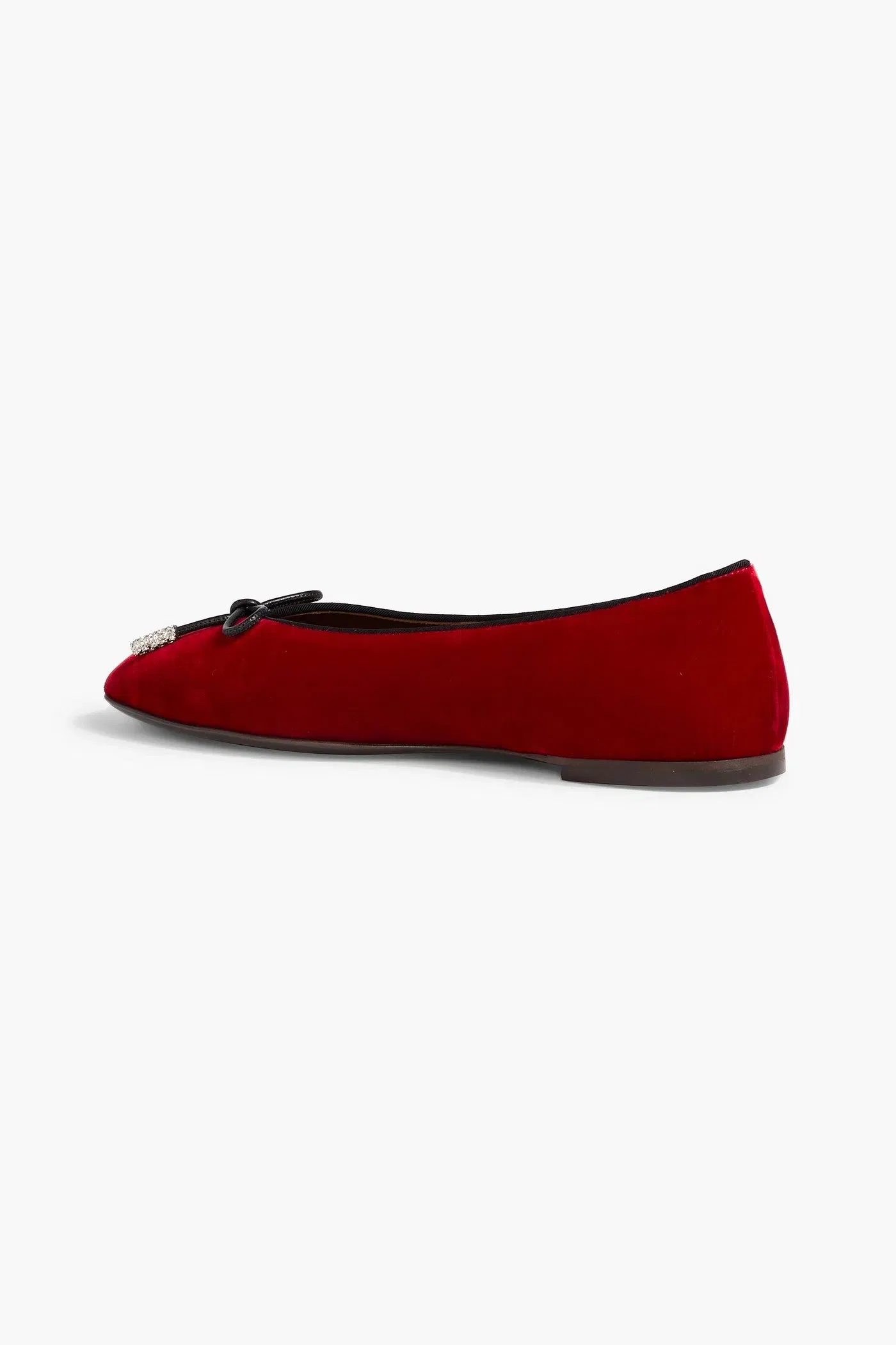 Giuseppe Zanotti Veronica 5 Bow-Detailed Velvet Ballet Flats Crimson Women's