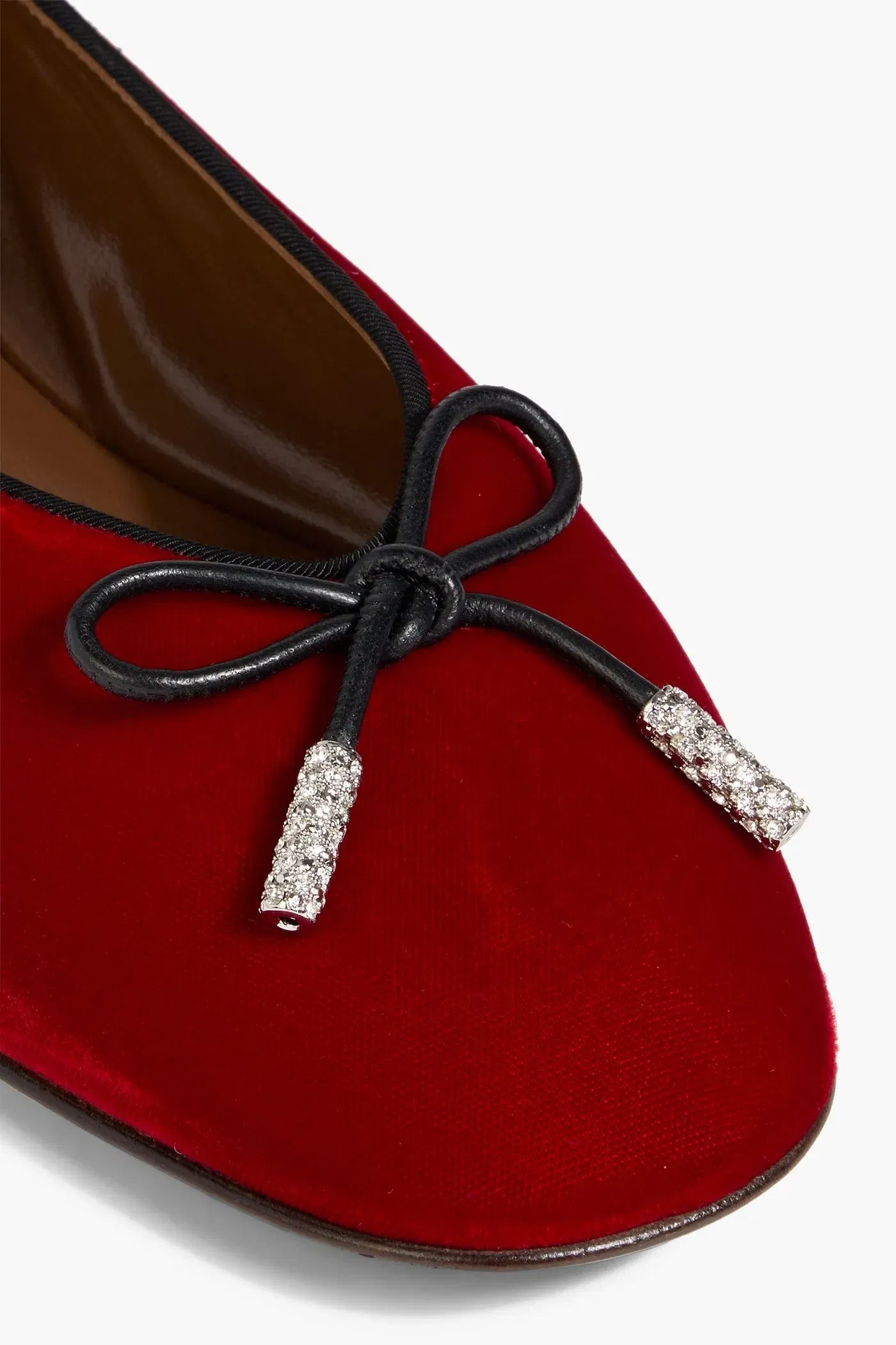 Giuseppe Zanotti Veronica 5 Bow-Detailed Velvet Ballet Flats Crimson Women's