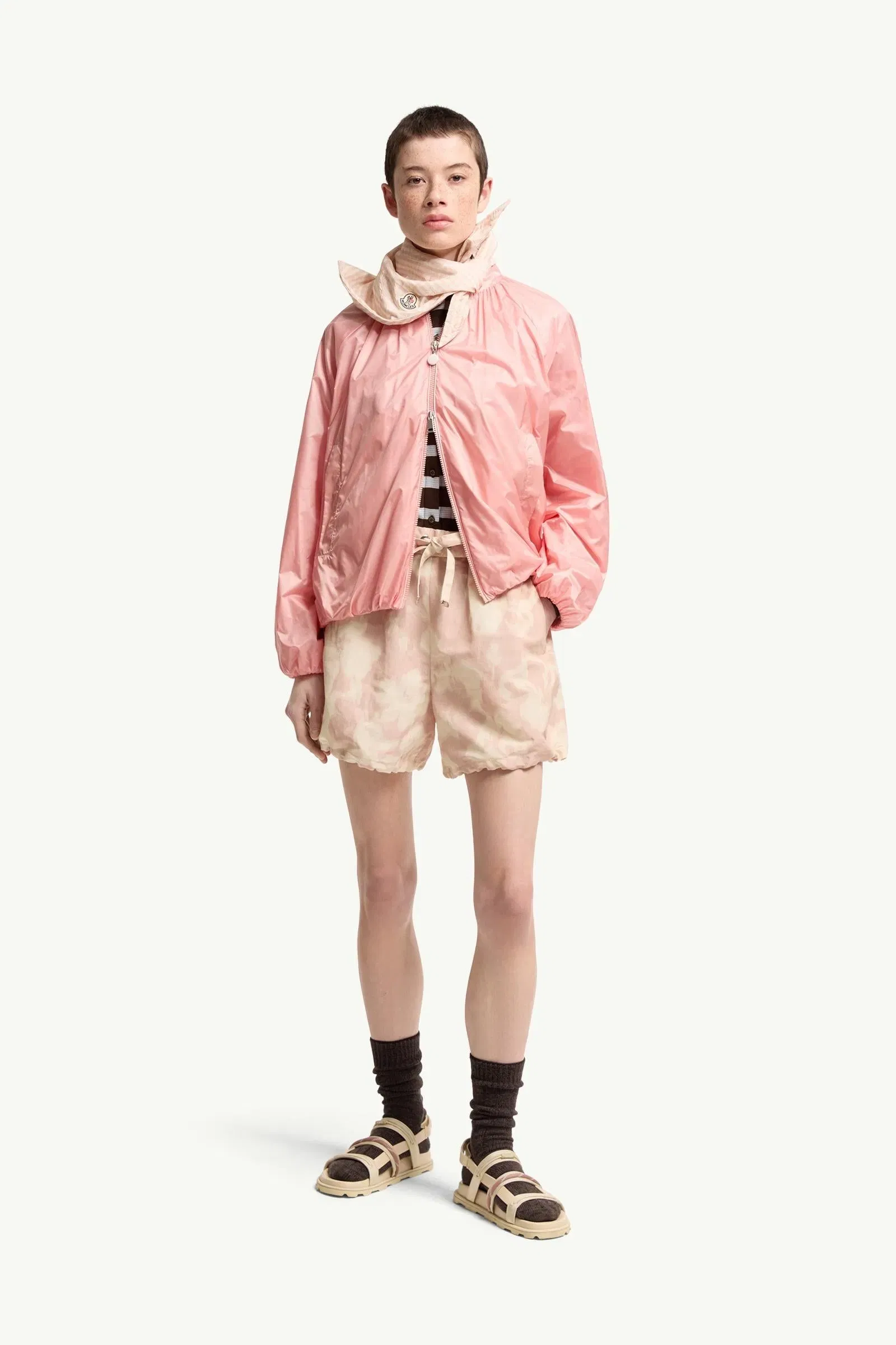 Moncler Floral Print Chiné Shorts White & Pink White & Pink