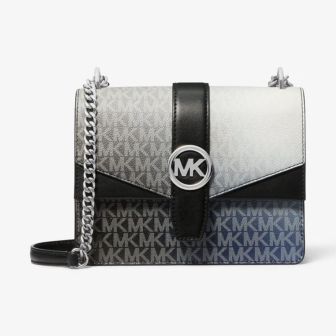 Michael Kors Greenwich Small Ombre Signature Logo Crossbody Bag Black Combo