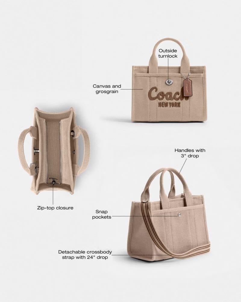 Coach Cargo Tote Bag 20 in Silver Dark Natural