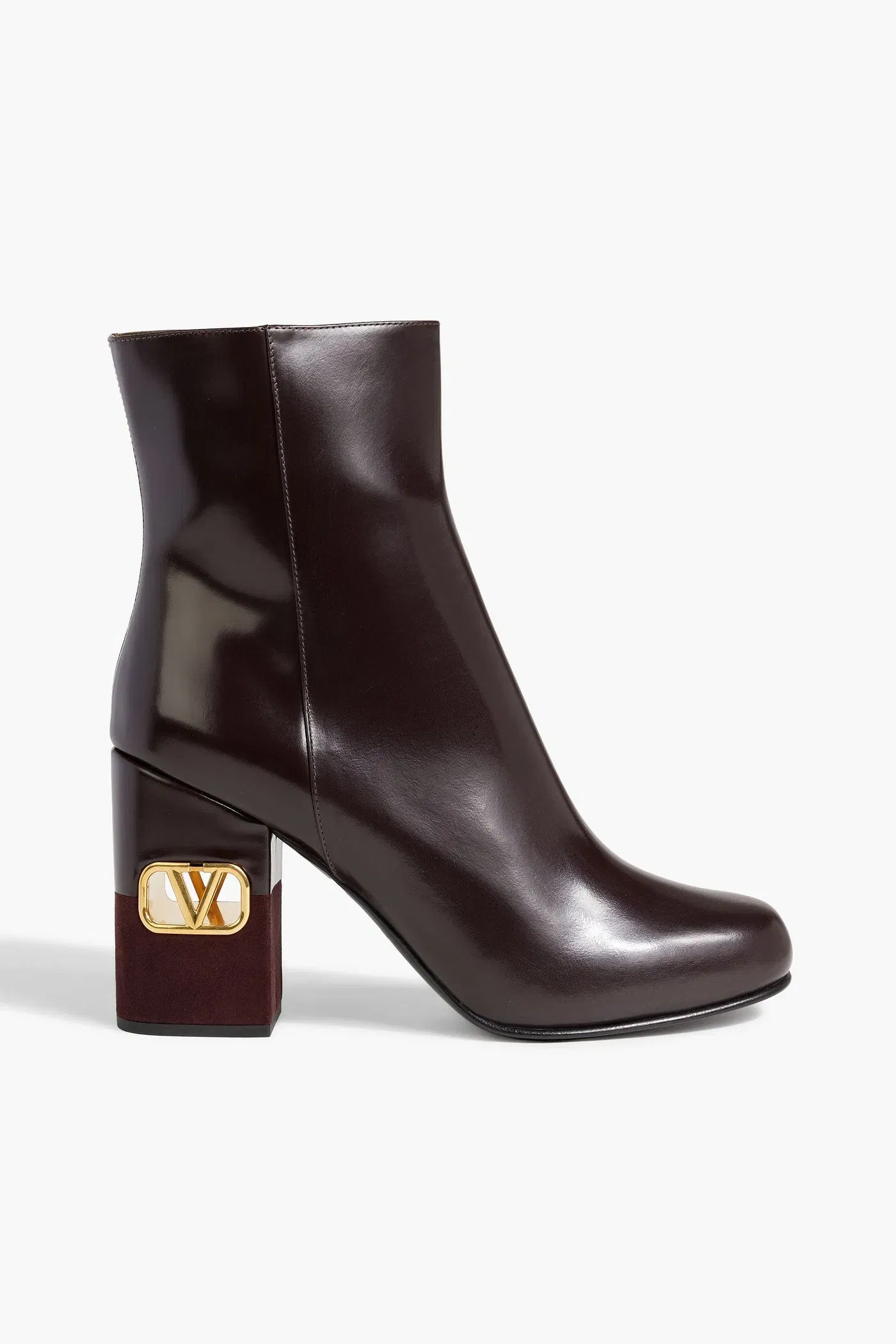 Valentino Garavani Vlogo Leather Ankle Boots Grape Women's