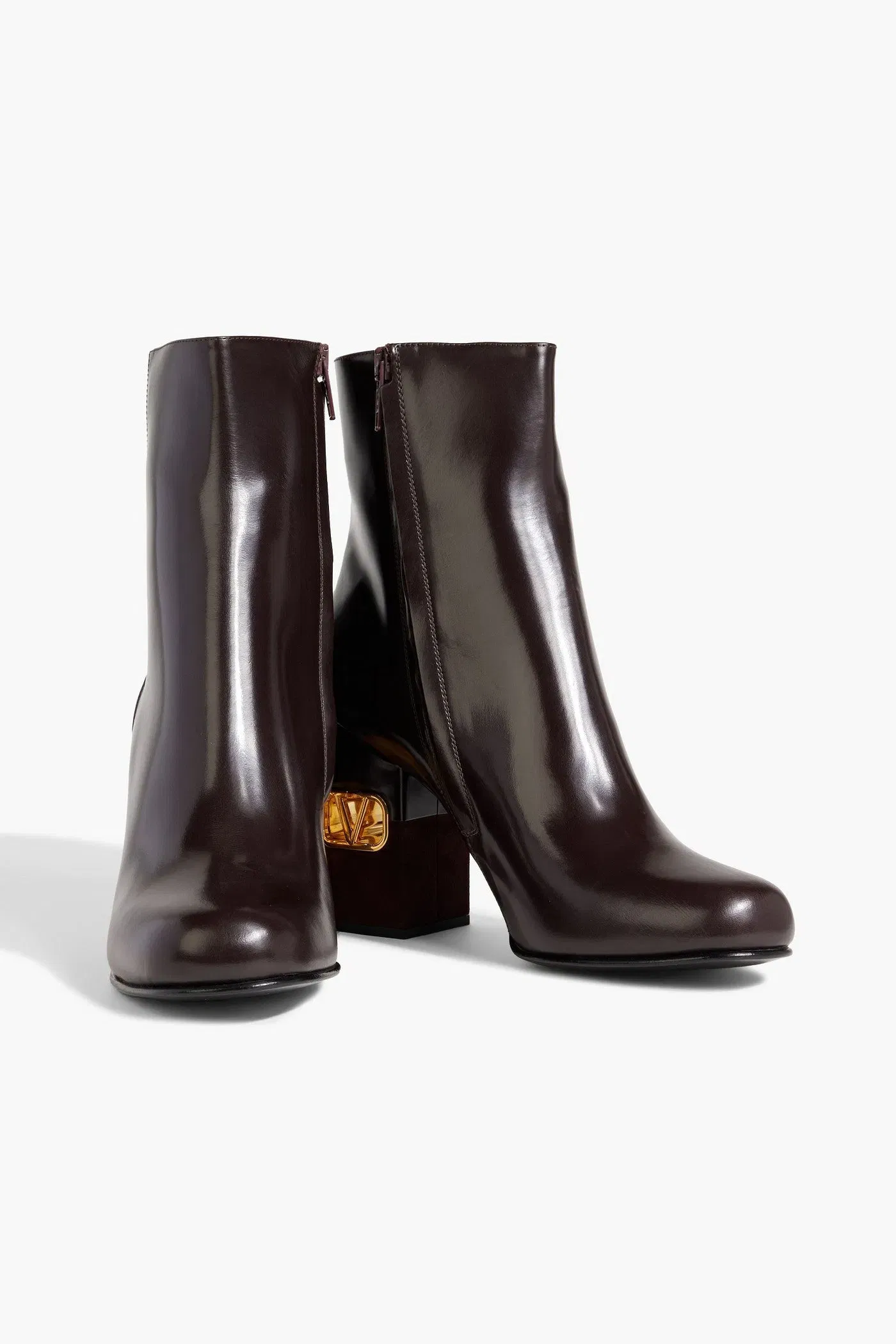 Valentino Garavani Vlogo Leather Ankle Boots Grape Women's