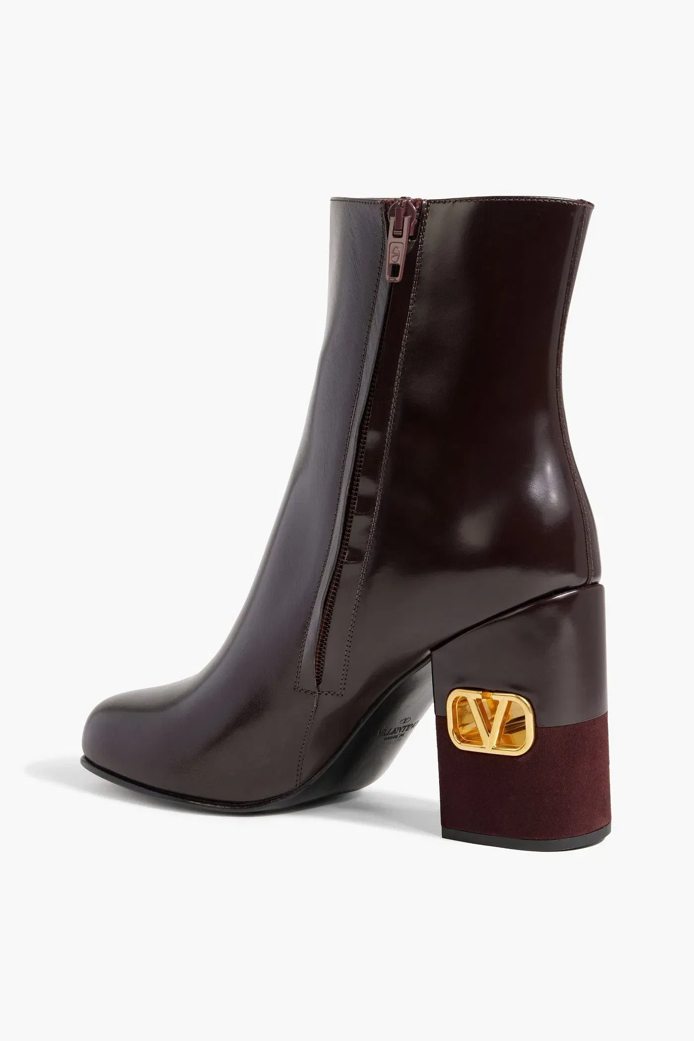 Valentino Garavani Vlogo Leather Ankle Boots Grape Women's