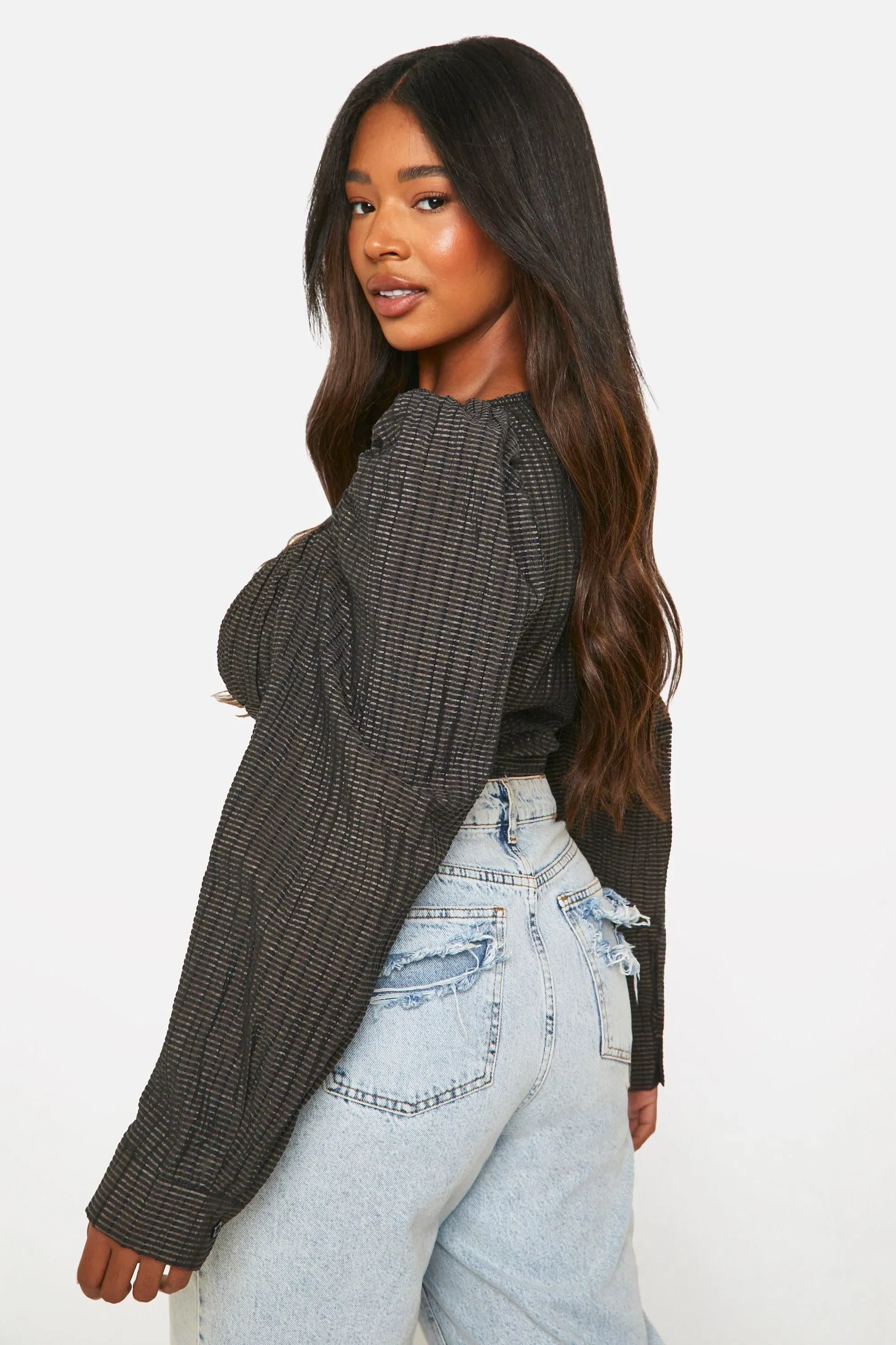 Plus Textured Ruched Corset Top
