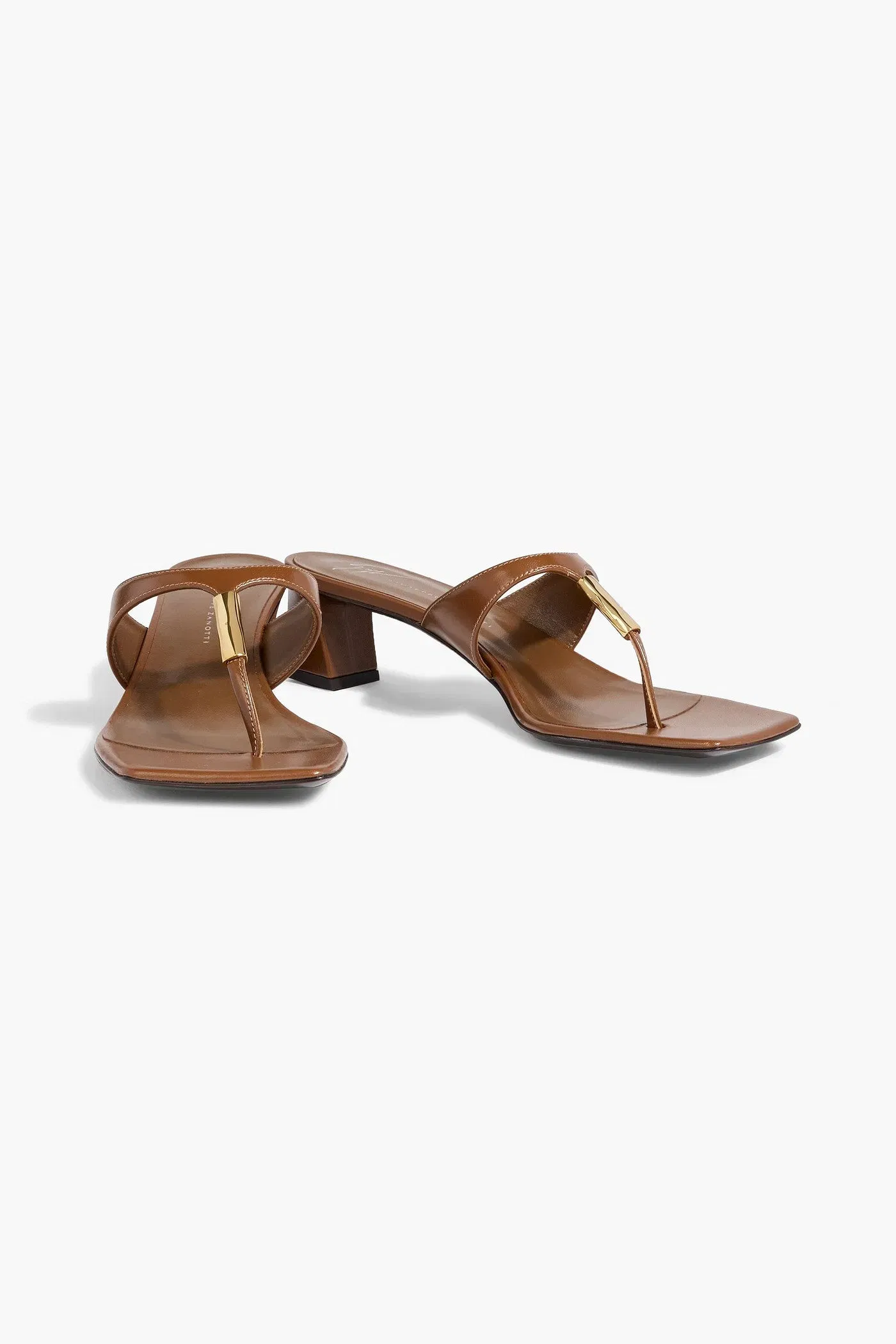 Giuseppe Zanotti Pepita 45 Embellished Leather Mules Brown Women's