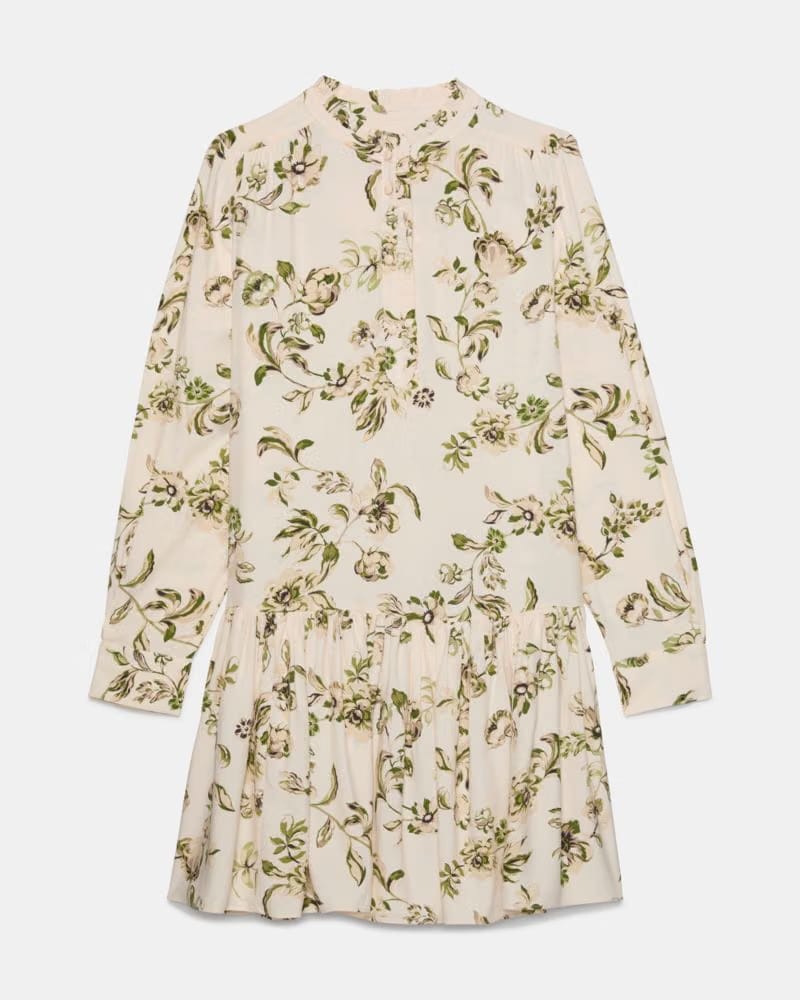 Gathered Flounce Shirtdress