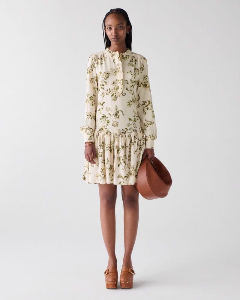 Gathered Flounce Shirtdress