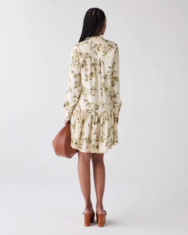 Gathered Flounce Shirtdress