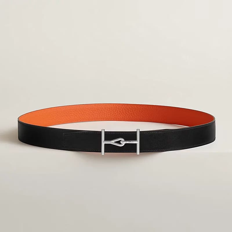 Jumbo belt buckle & Reversible leather strap 32 mm