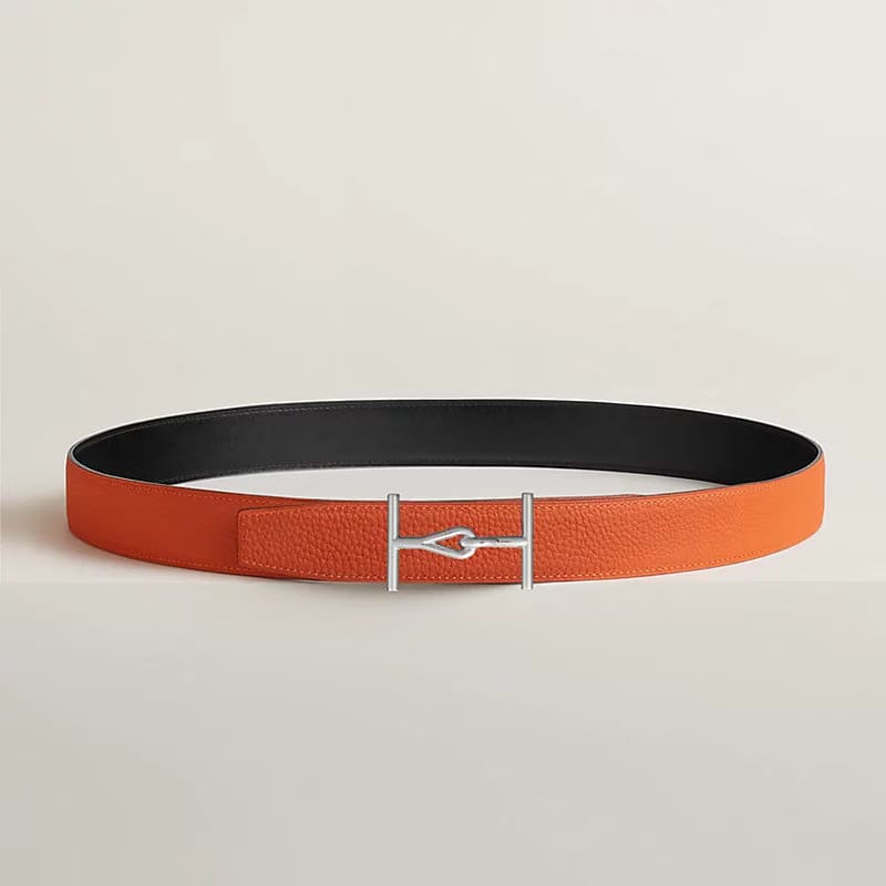 Jumbo belt buckle & Reversible leather strap 32 mm