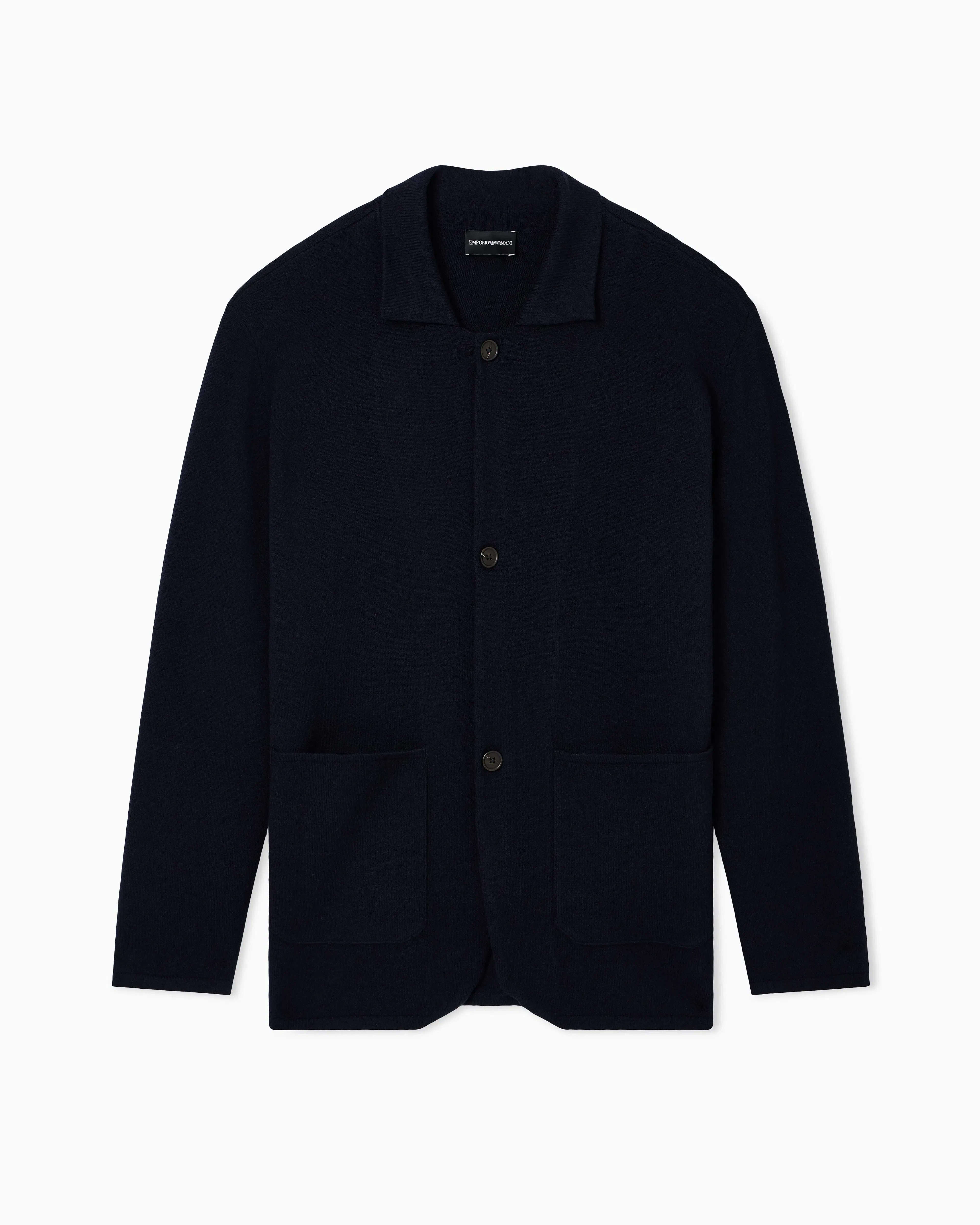 Emporio Armani Plain-knit virgin-wool jacket
