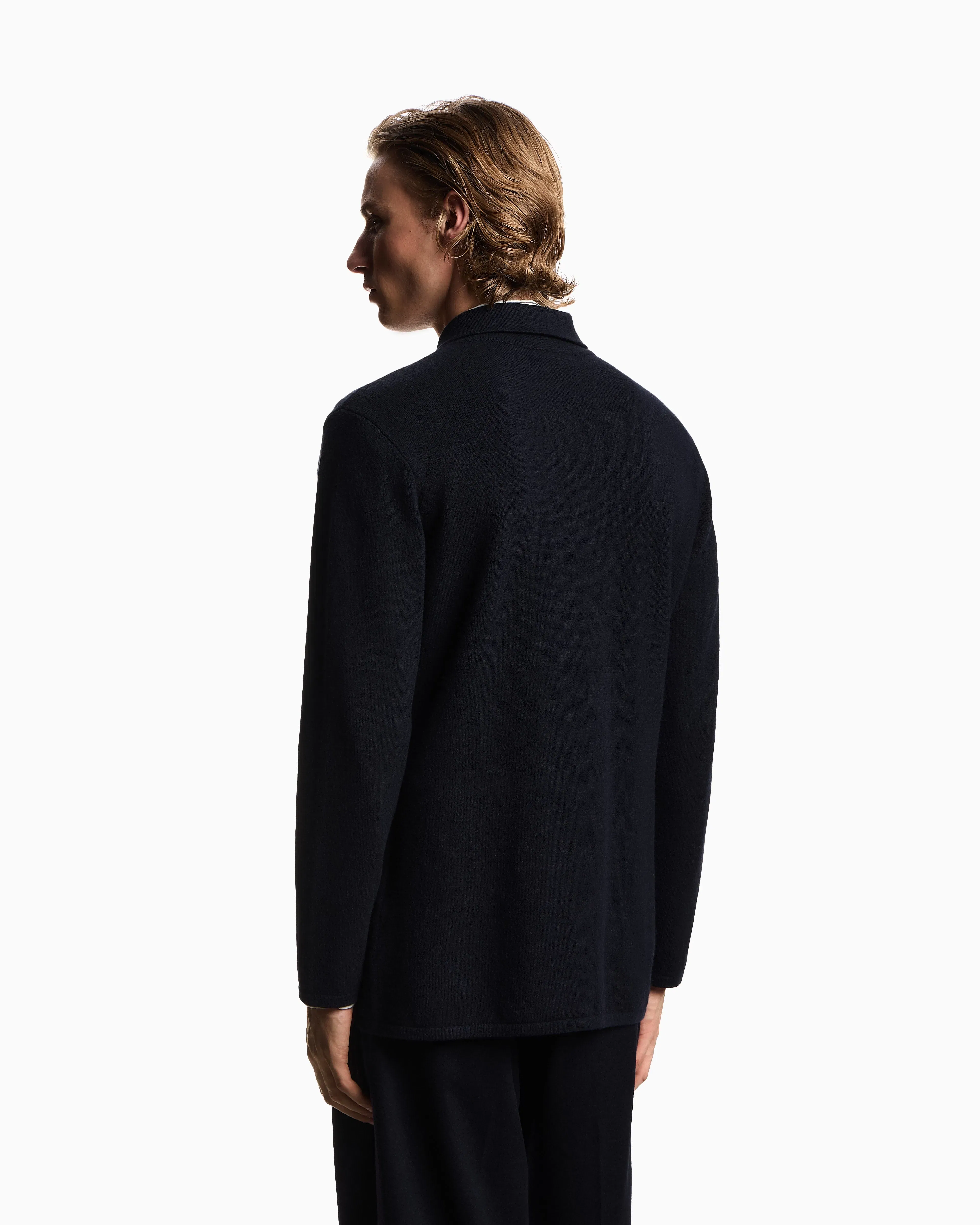 Emporio Armani Plain-knit virgin-wool jacket